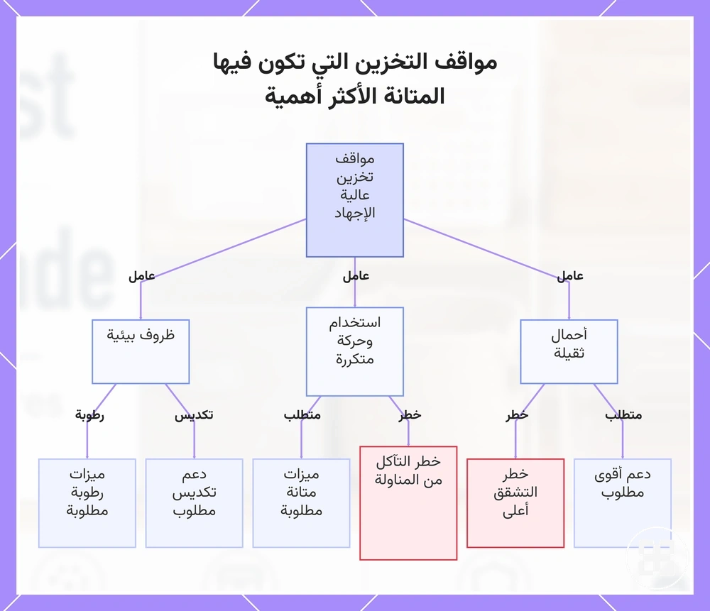 مواقف التخزين التي تكون فيها المتانة الأكثر أهمية