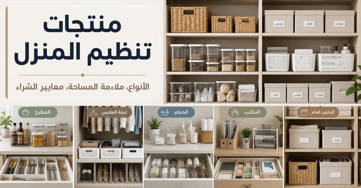 منتجات تنظيم المنزل مرتبة حسب النوع والحجم والاستخدام في كل غرفة