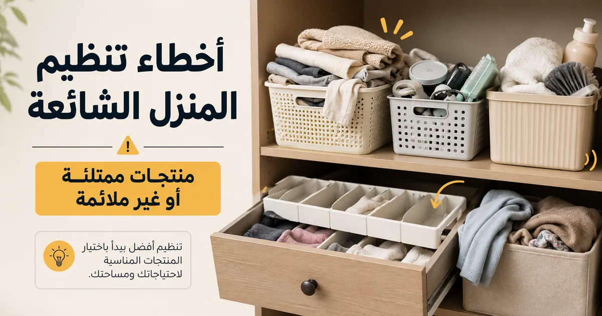 منتجات تنظيم المنزل الممتلئة أو غير الملائمة تعرض أخطاء تخزين شائعة