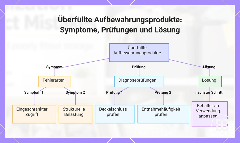 Überfüllte Aufbewahrungsprodukte: Symptome, Prüfungen und Lösung