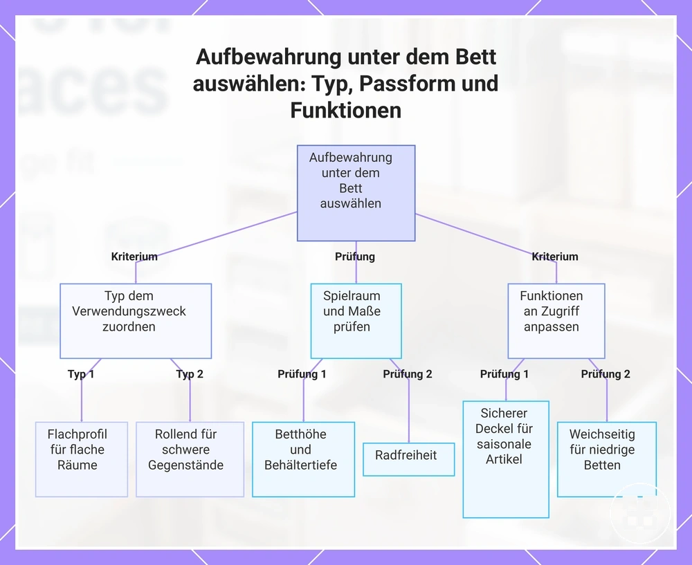 Aufbewahrung unter dem Bett auswählen: Typ, Passform und Funktionen
