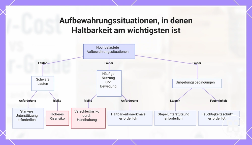 Aufbewahrungssituationen, in denen Haltbarkeit am wichtigsten ist