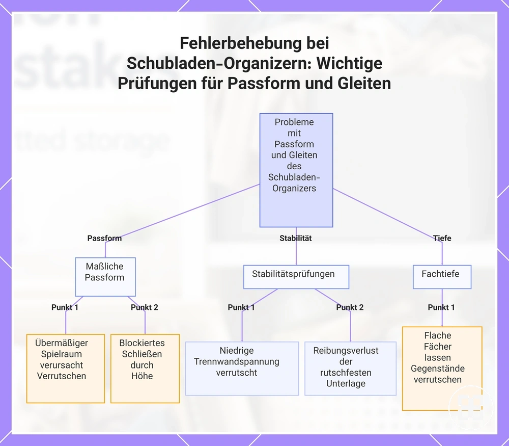 Fehlerbehebung bei Schubladen-Organizern: Wichtige Prüfungen für Passform und Gleiten