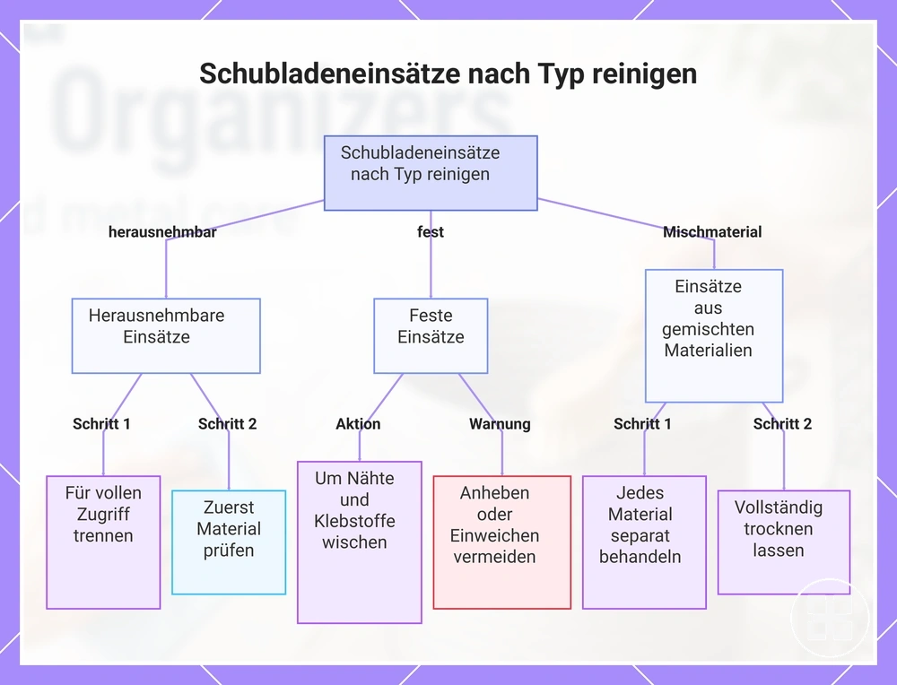 Schubladeneinsätze nach Typ reinigen
