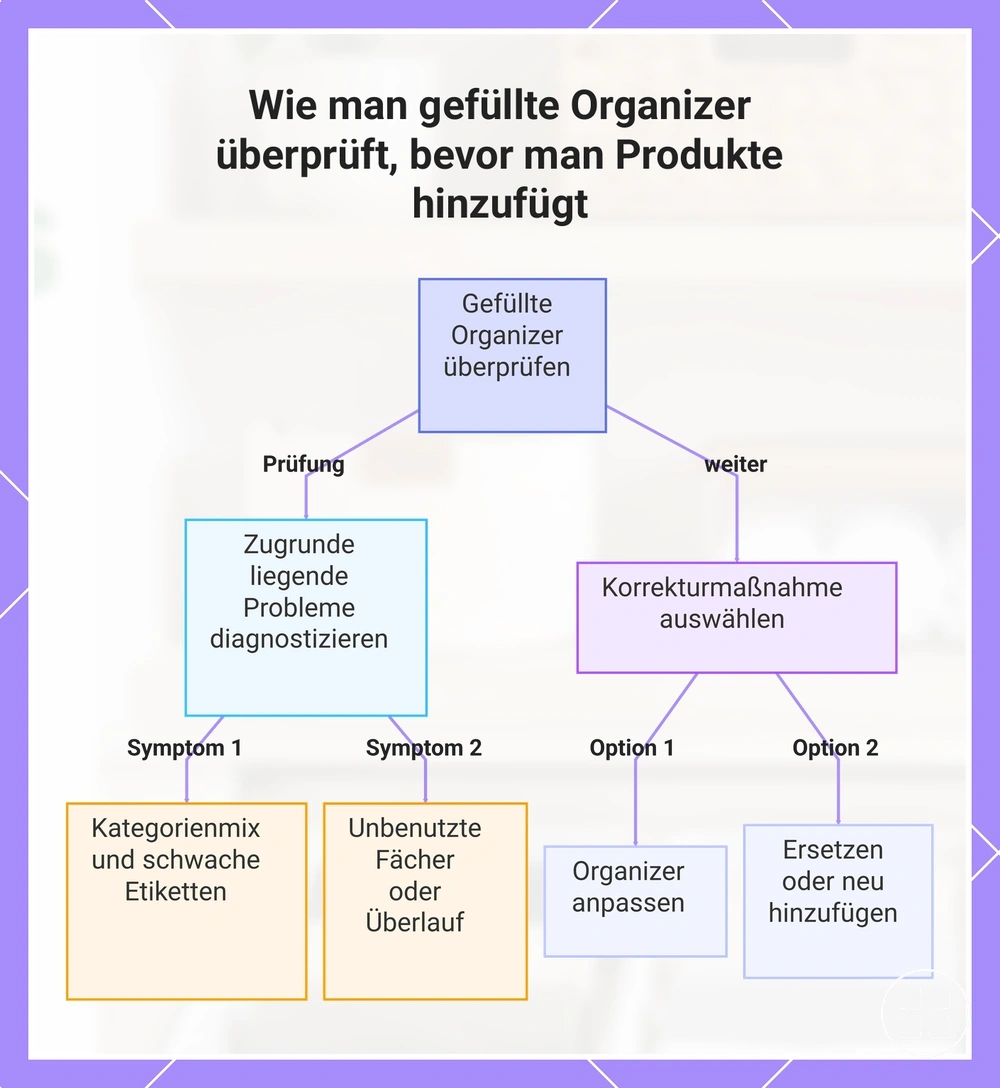 Wie man gefüllte Organizer überprüft, bevor man Produkte hinzufügt