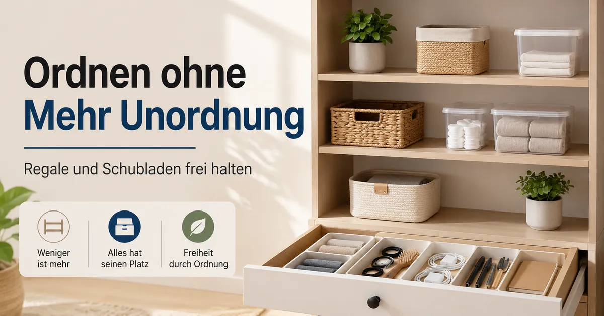 Ordentlich eingesetzte Ordnungsprodukte für Zuhause, ohne Regale oder Schubladen zu überfüllen
