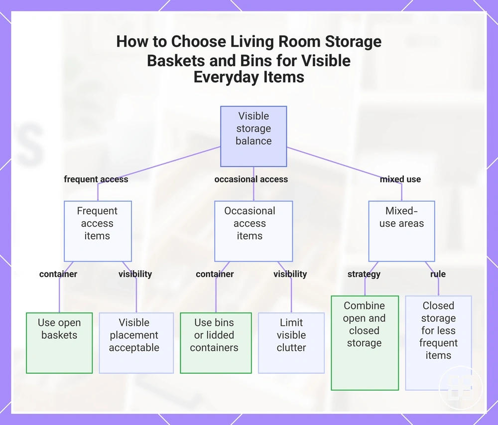 How to Choose Living Room Storage Baskets and Bins for Visible Everyday Items