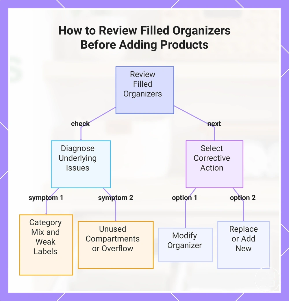 How to Review Filled Organizers Before Adding Products