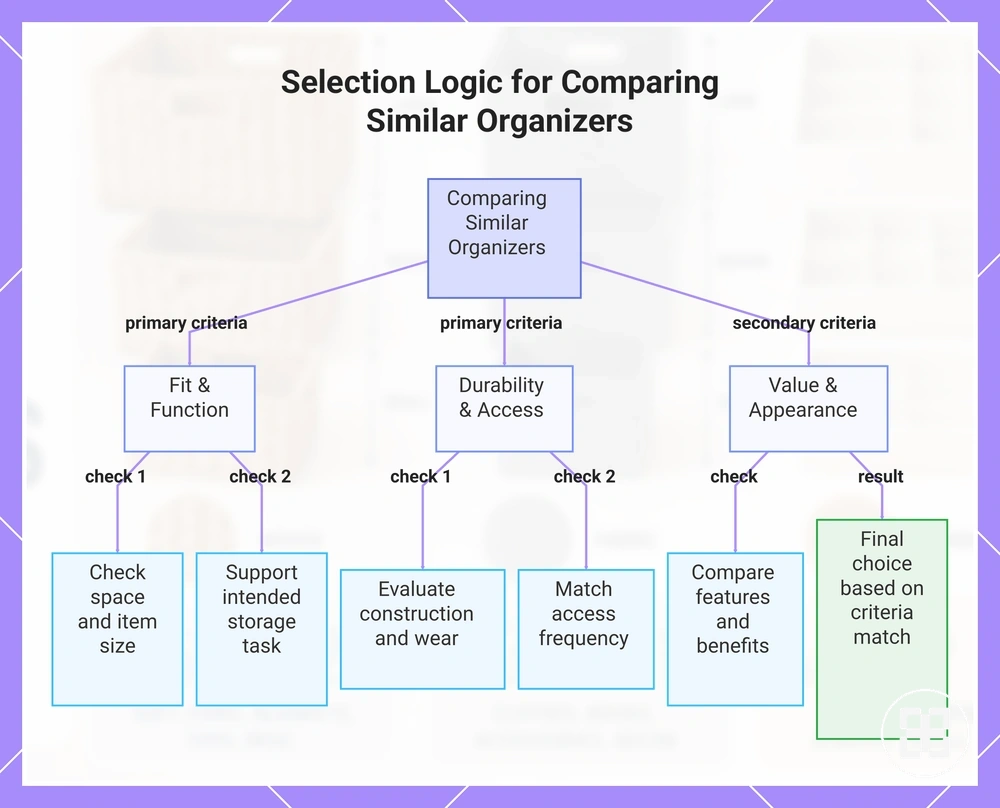 Selection Logic for Comparing Similar Organizers