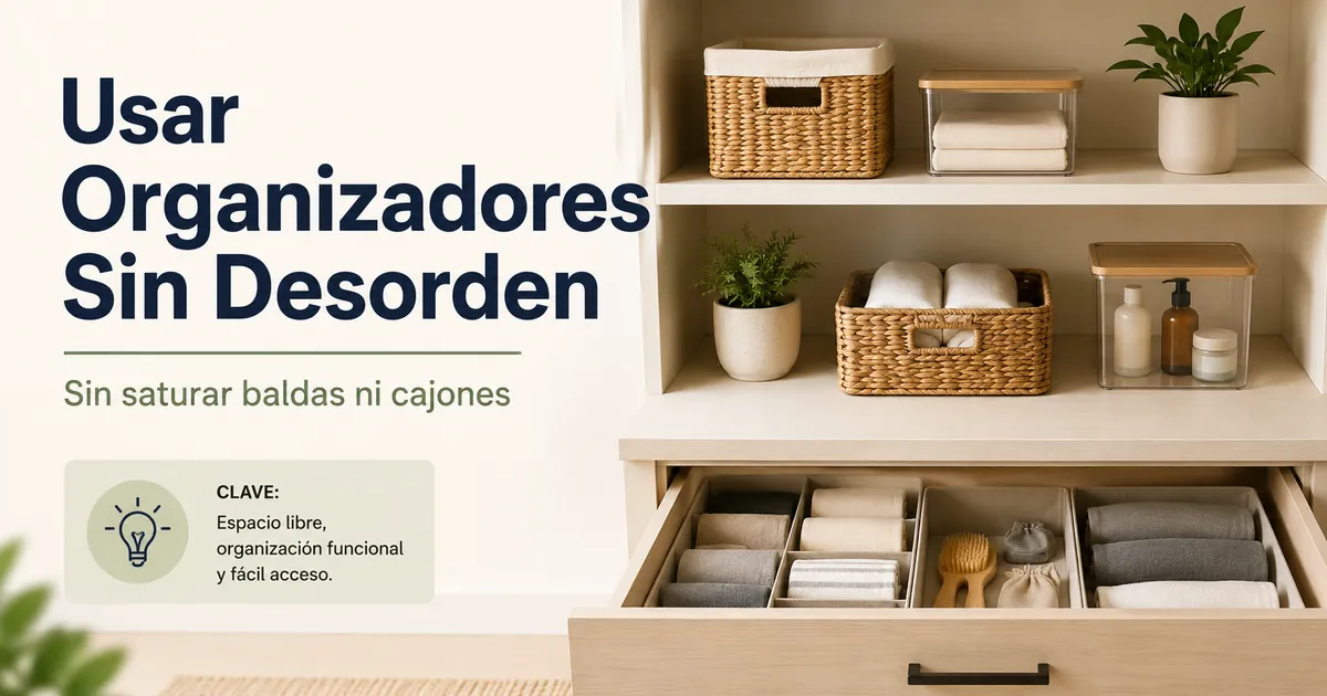 Productos de organización del hogar usados de forma ordenada sin saturar estanterías ni cajones