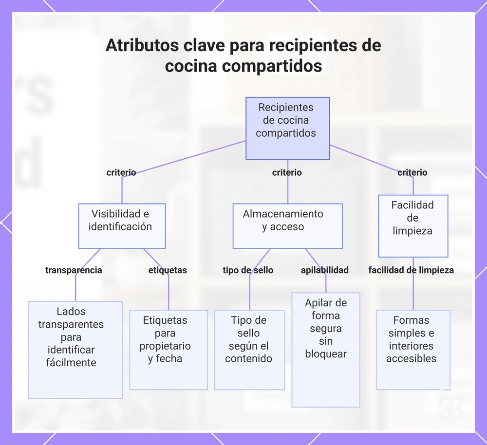 Atributos clave para recipientes de cocina compartidos