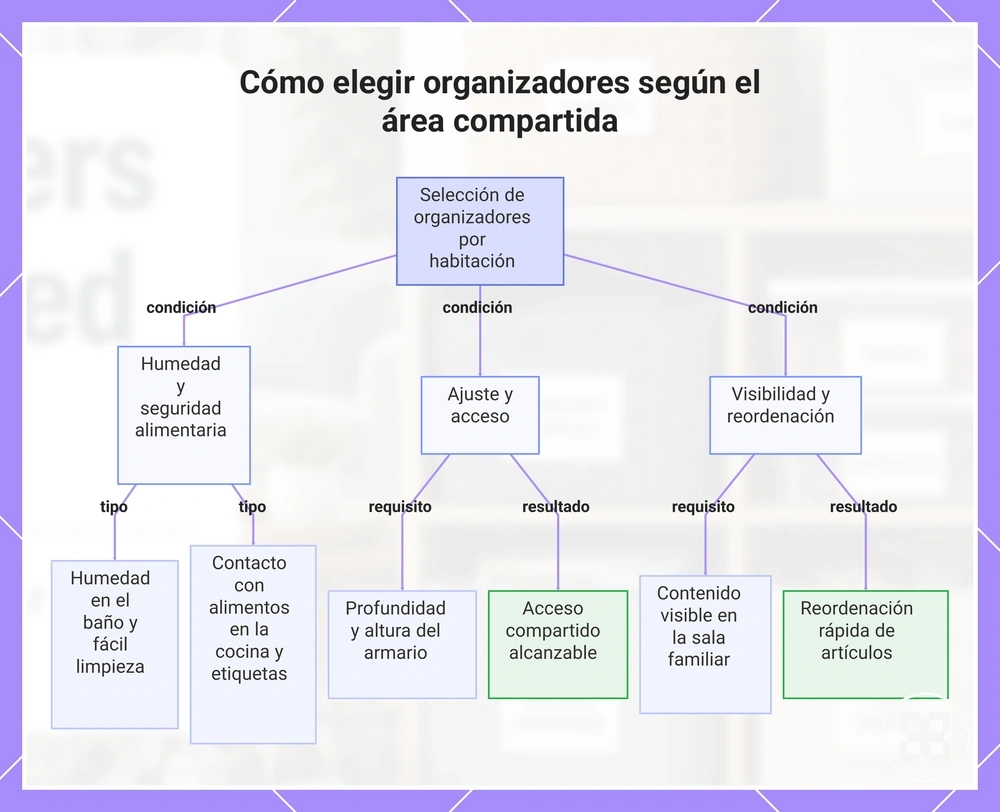 Cómo elegir organizadores según el área compartida