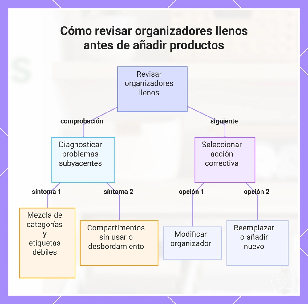 Cómo revisar organizadores llenos antes de añadir productos
