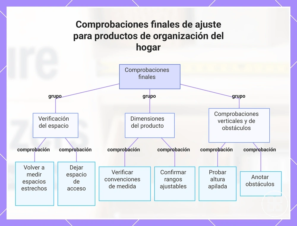 Comprobaciones finales de ajuste para productos de organización del hogar