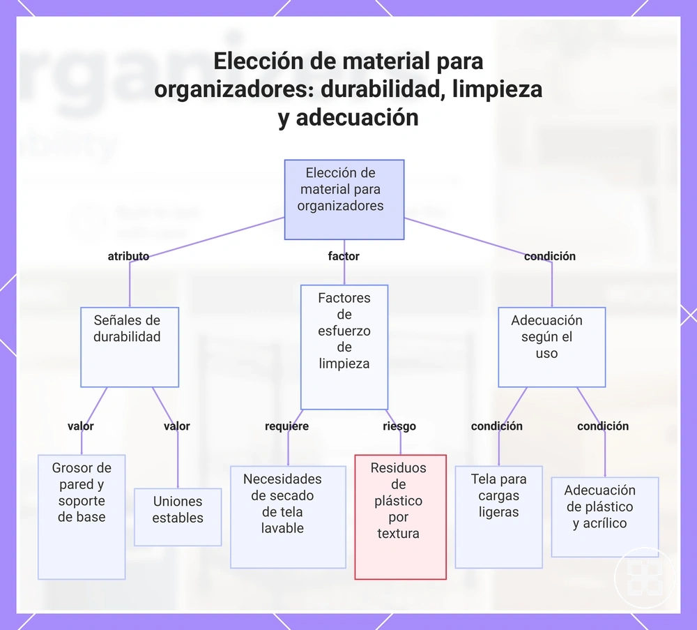 Elección de material para organizadores: durabilidad, limpieza y adecuación