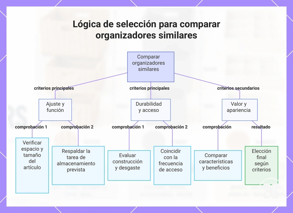 Lógica de selección para comparar organizadores similares