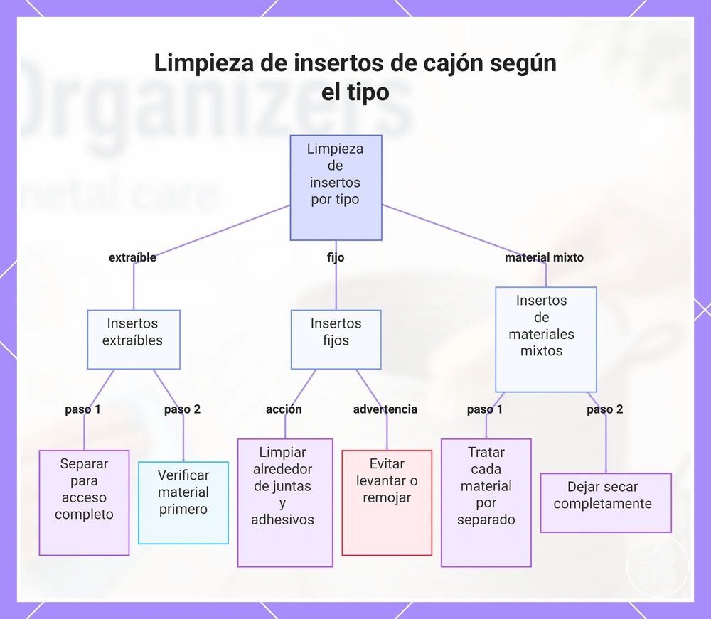 Limpieza de insertos de cajón según el tipo