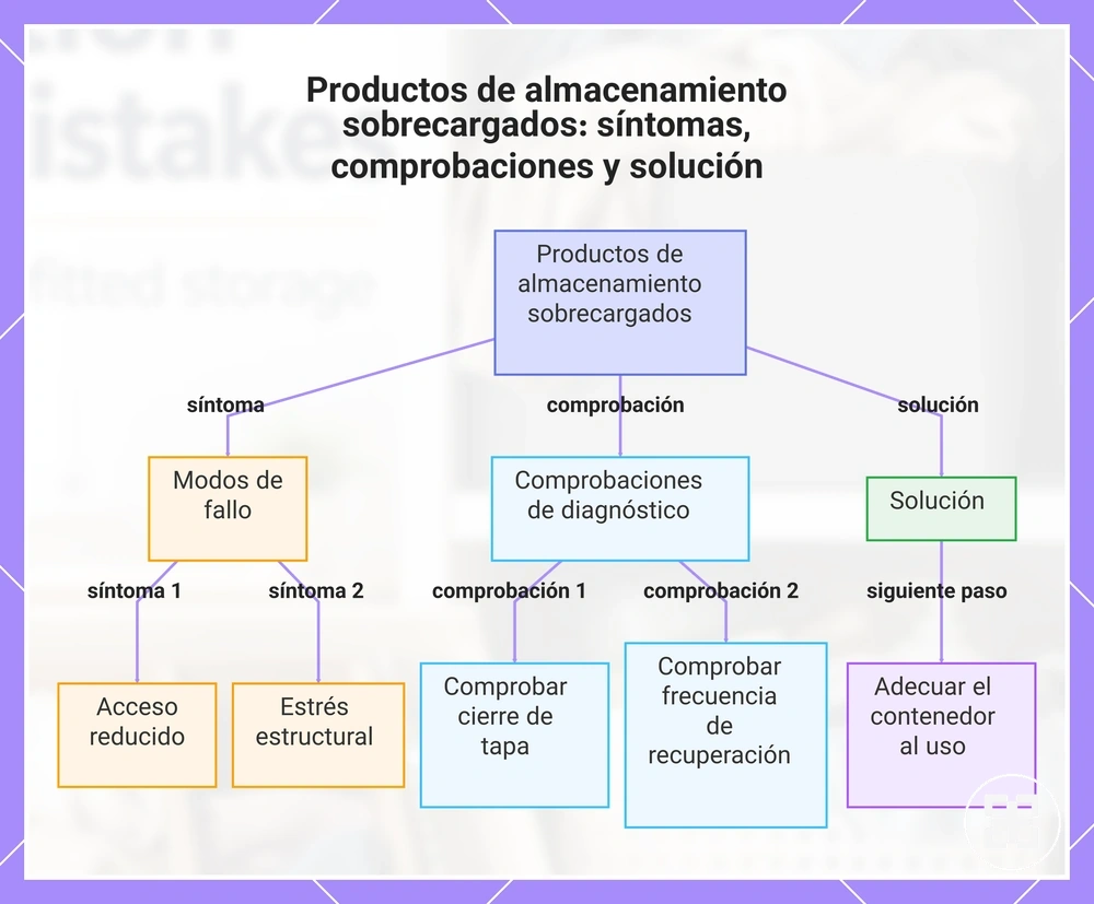 Productos de almacenamiento sobrecargados: síntomas, comprobaciones y solución