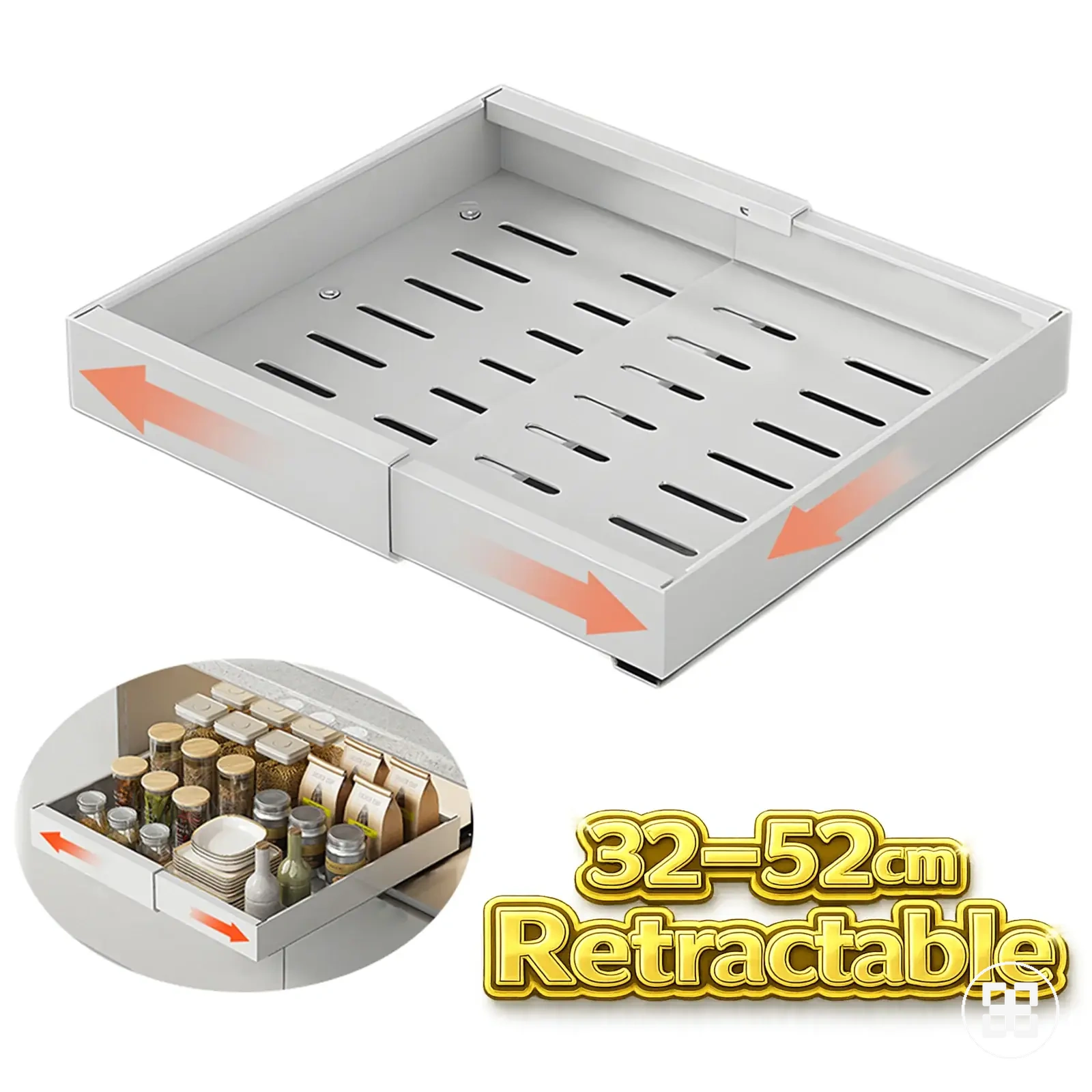 Étagère de rangement coulissante extensible pour placards, dessous d’évier et garde-manger
