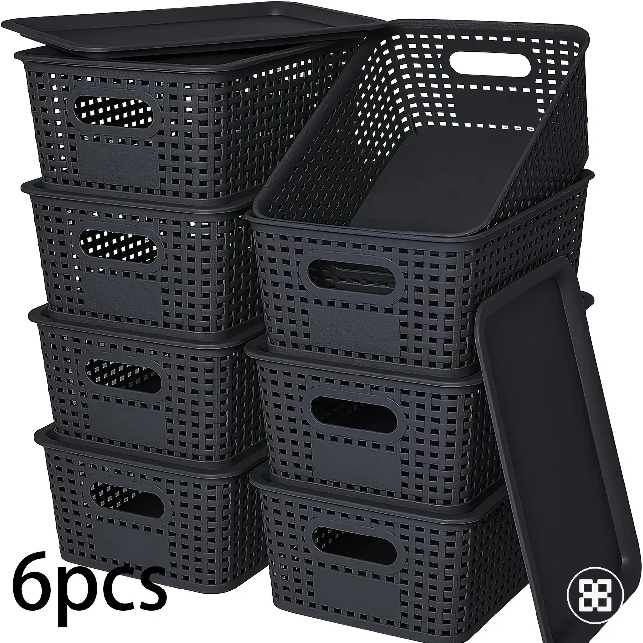 Lot de boîtes de rangement plastique empilables avec couvercles pour maison, bureau et chambre