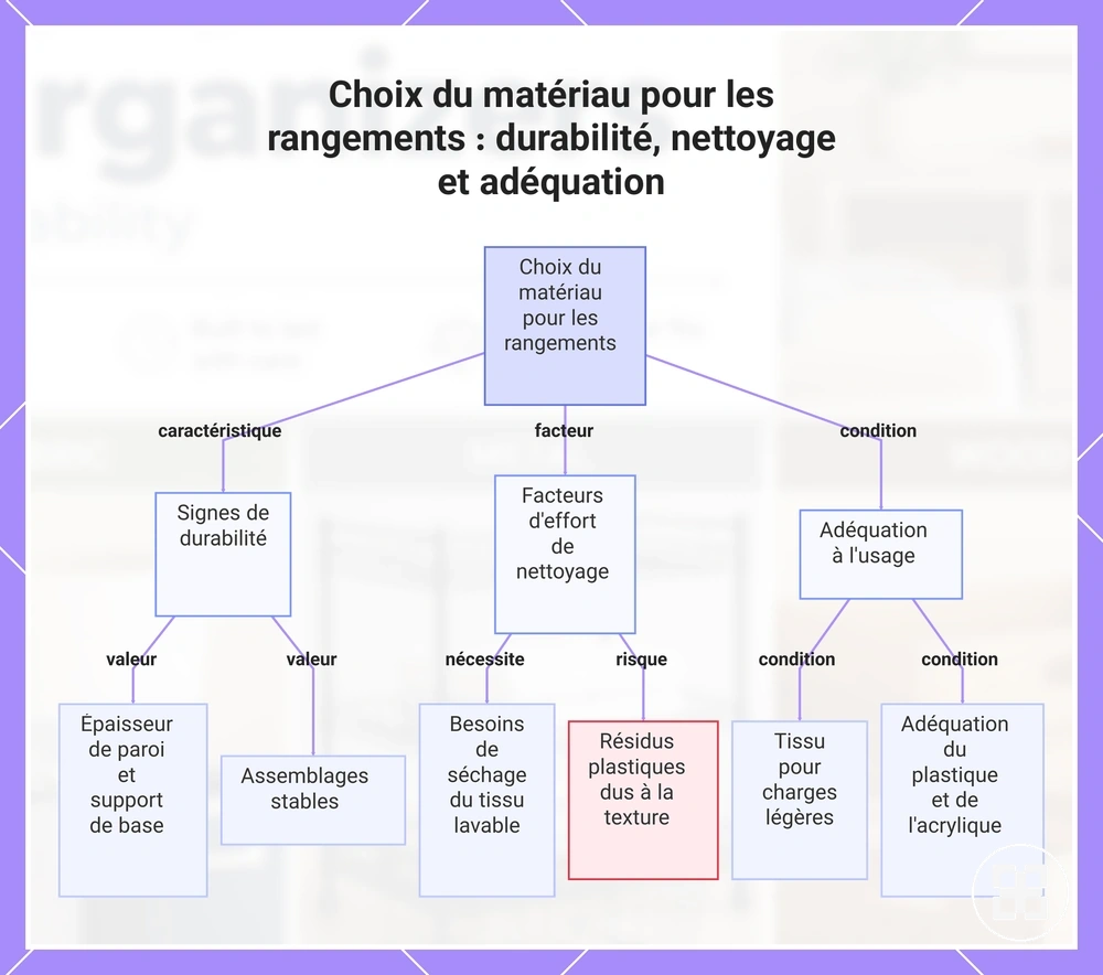 Choix du matériau pour les rangements : durabilité, nettoyage et adéquation