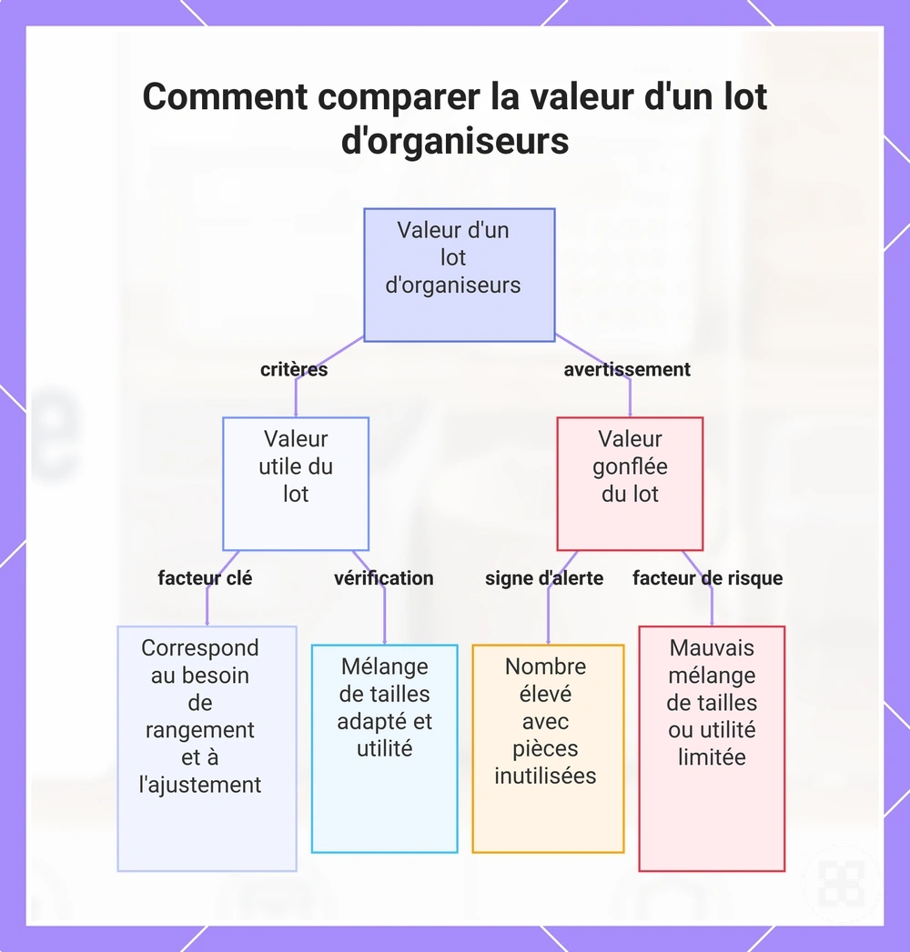 Comment comparer la valeur d'un lot d'organiseurs