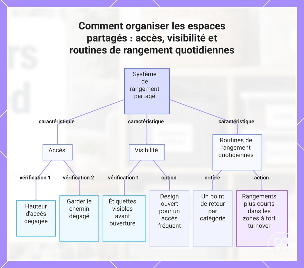 Comment organiser les espaces partagés : accès, visibilité et routines de rangement quotidiennes