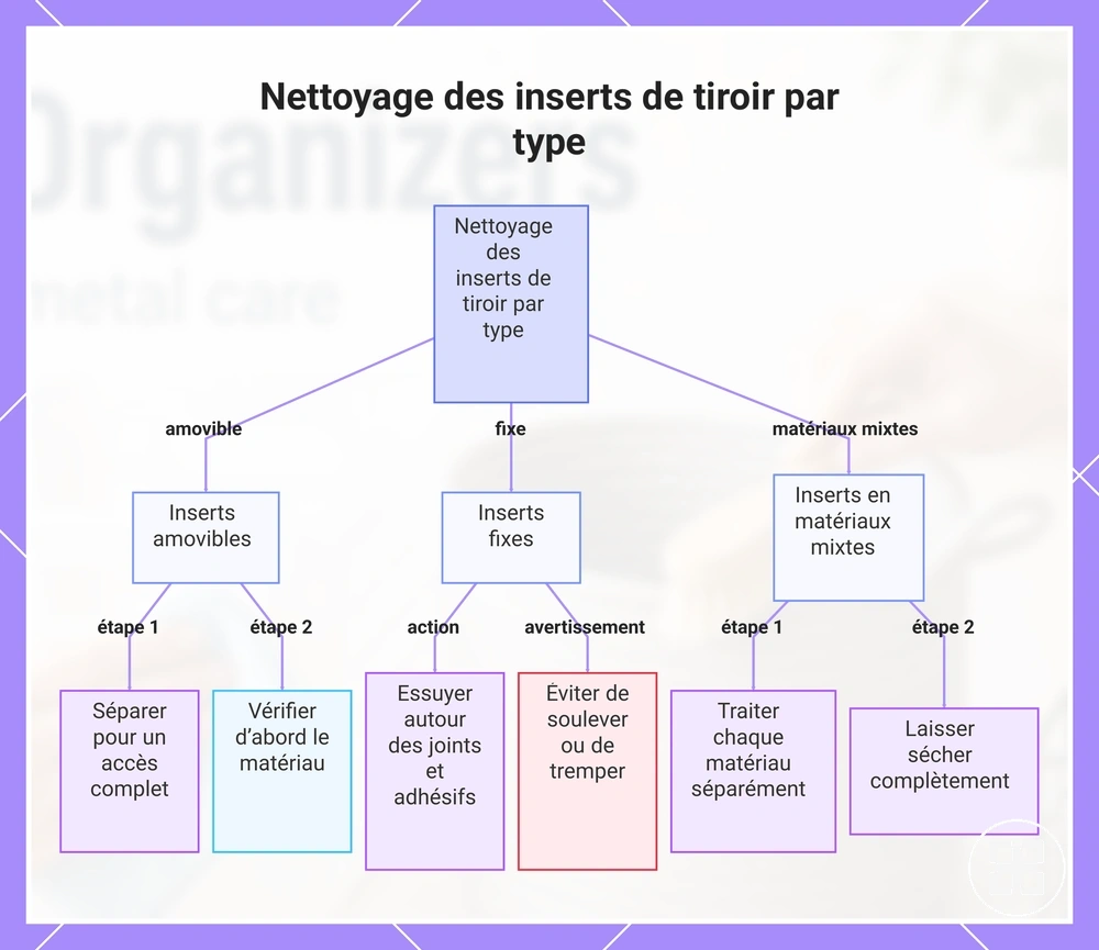 Nettoyage des inserts de tiroir par type