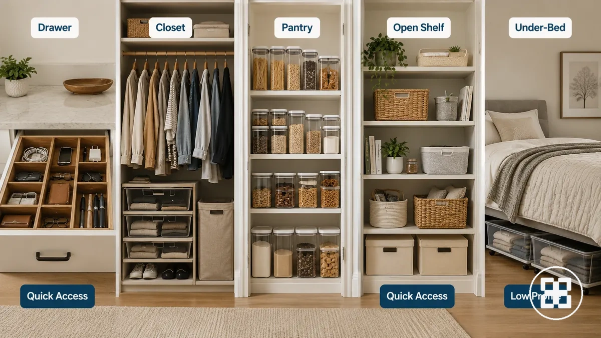 Organiseurs tiroirs placard garde manger etagere sous lit