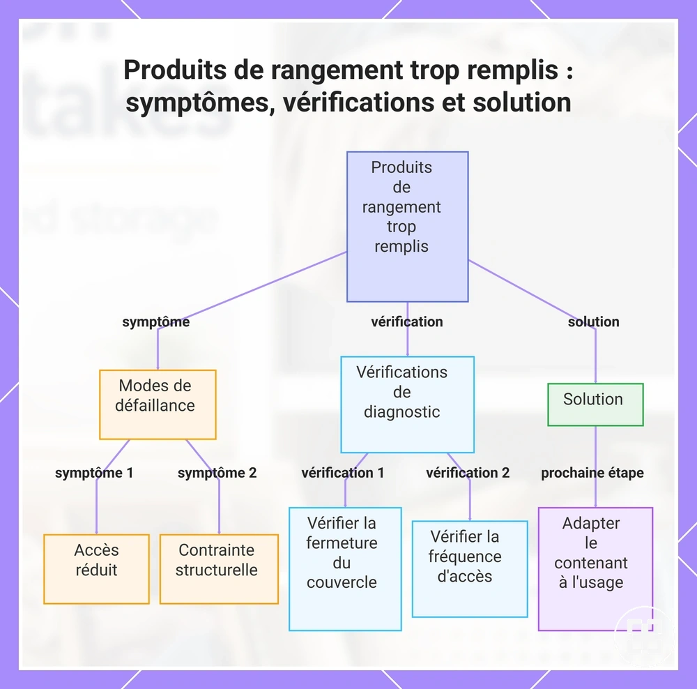 Produits de rangement trop remplis : symptômes, vérifications et solution
