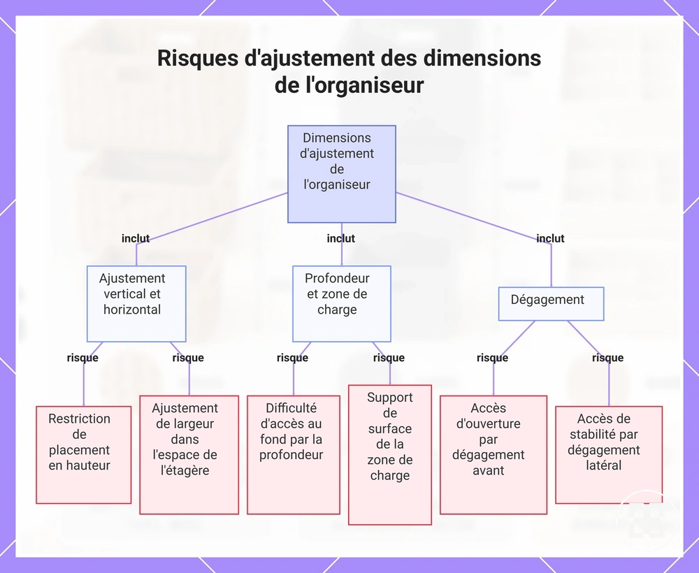Risques d'ajustement des dimensions de l'organiseur