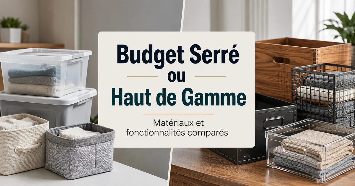 Produits de rangement pour la maison d’entrée de gamme et haut de gamme comparés par matériaux et fonctionnalités