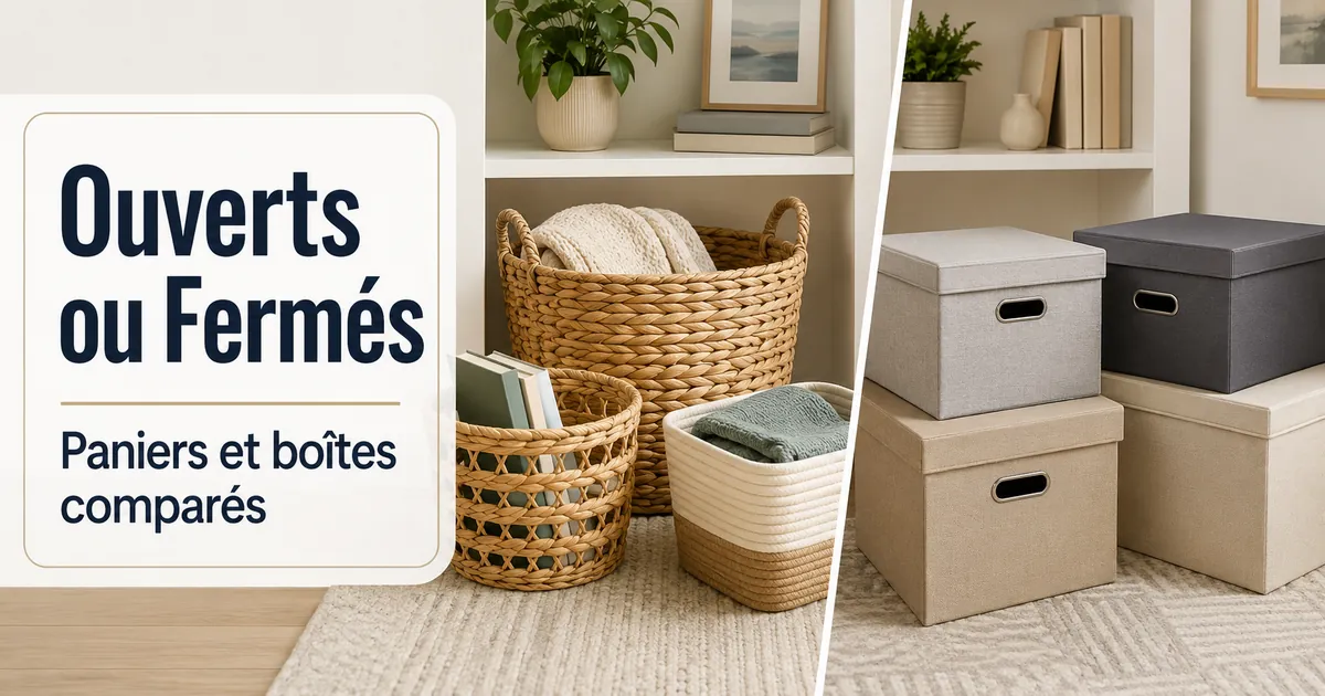 Paniers ouverts et boîtes fermées utilisés comme produits de rangement pour la maison