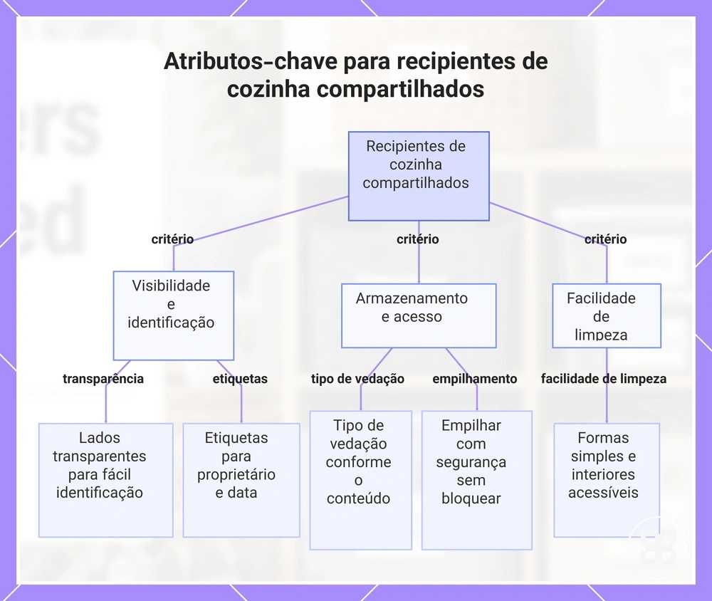Atributos-chave para recipientes de cozinha compartilhados