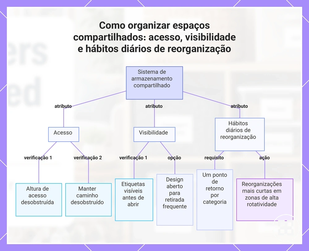 Como organizar espaços compartilhados: acesso, visibilidade e hábitos diários de reorganização