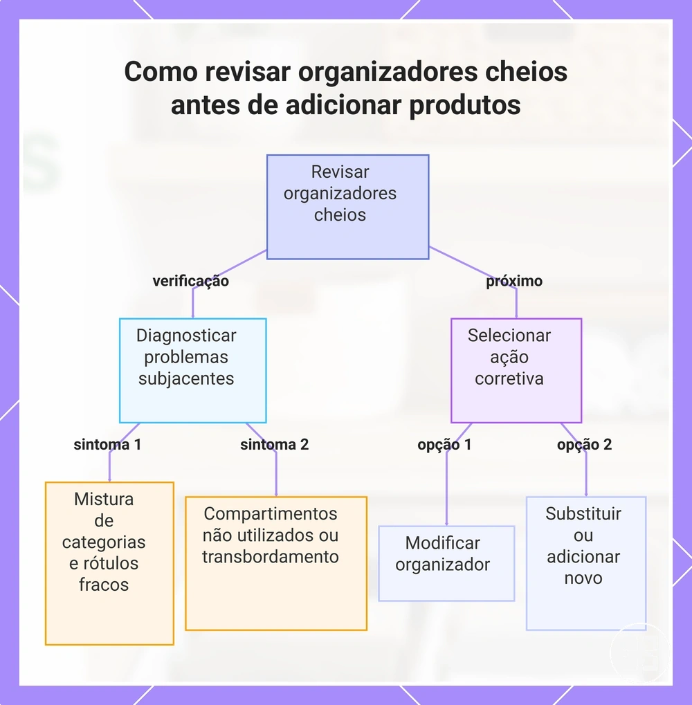 Como revisar organizadores cheios antes de adicionar produtos