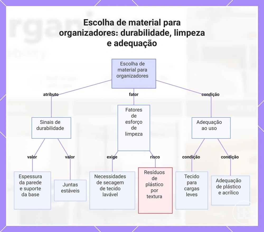 Escolha de material para organizadores: durabilidade, limpeza e adequação