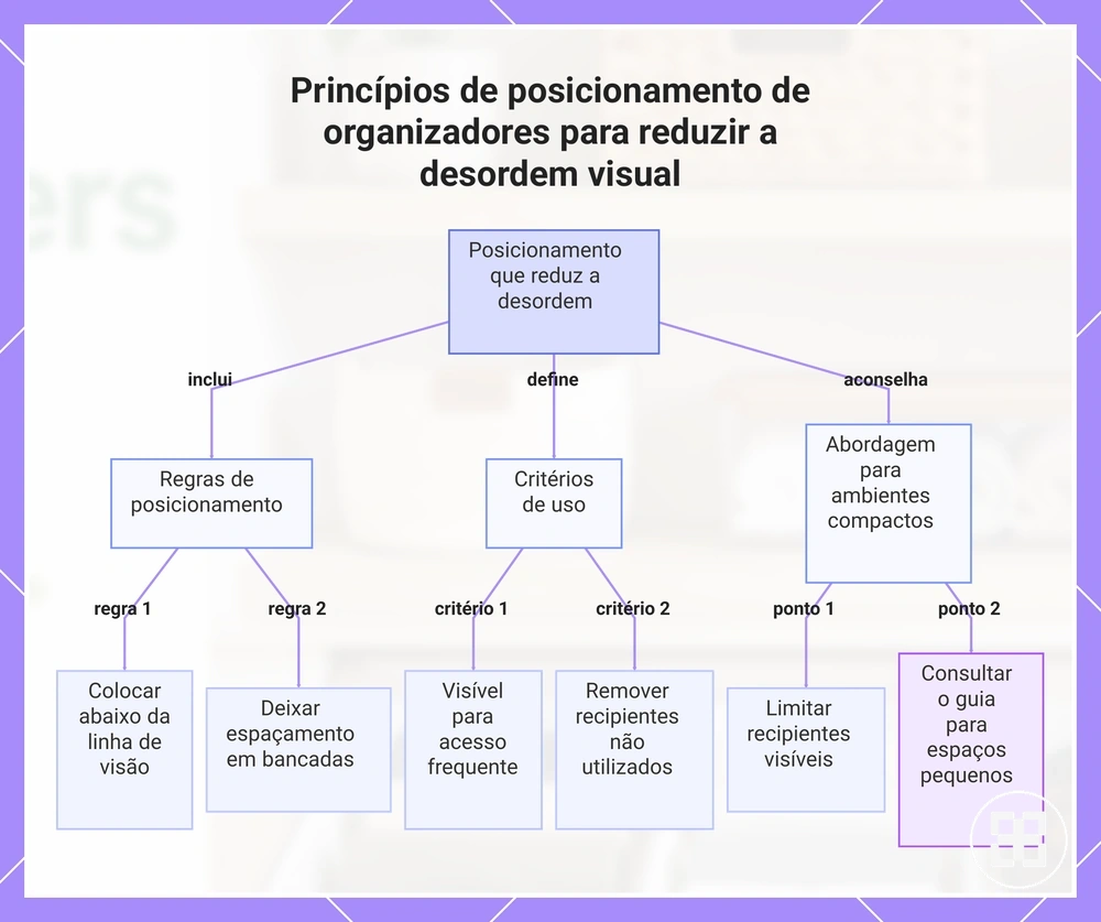 Princípios de posicionamento de organizadores para reduzir a desordem visual