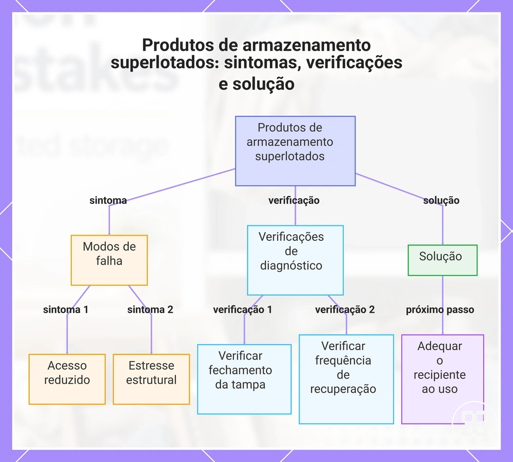 Produtos de armazenamento superlotados: sintomas, verificações e solução
