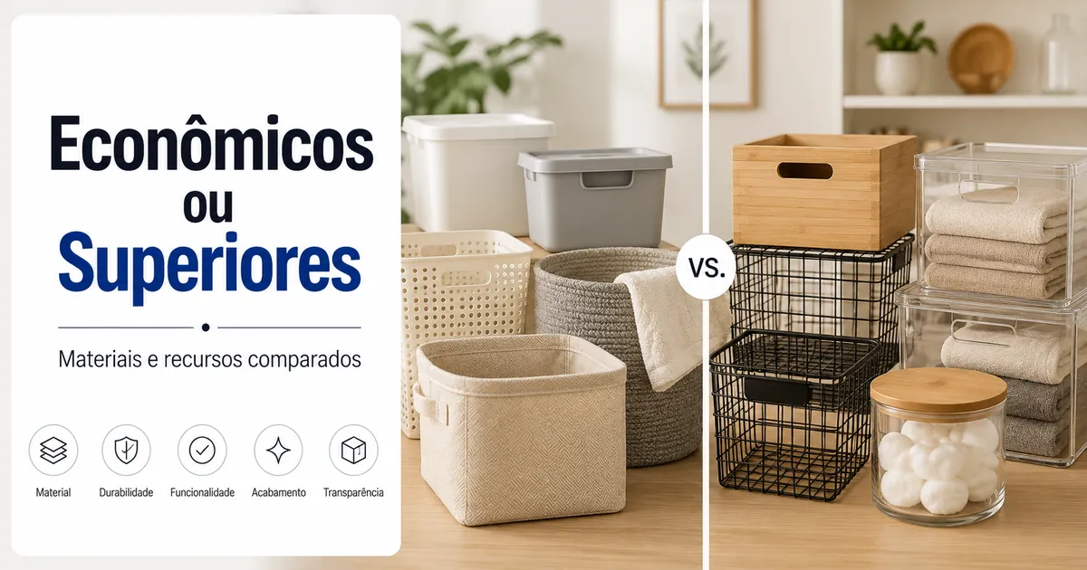 Produtos para organização da casa econômicos e superiores comparados por materiais e recursos