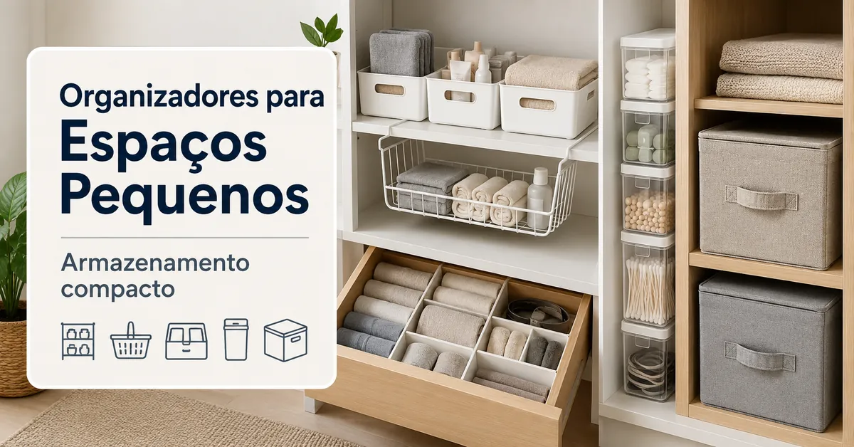 Produtos compactos para organização da casa usados em um cômodo pequeno com pouco espaço de armazenamento
