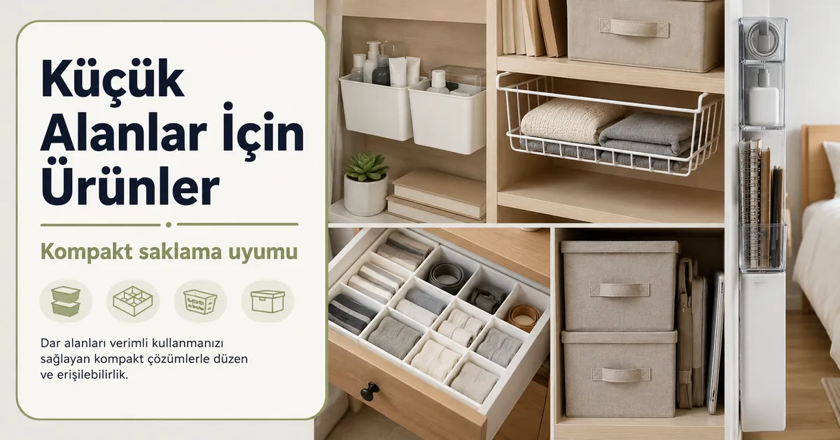Sınırlı saklama alanı olan küçük bir odada kullanılan kompakt ev düzenleme ürünleri