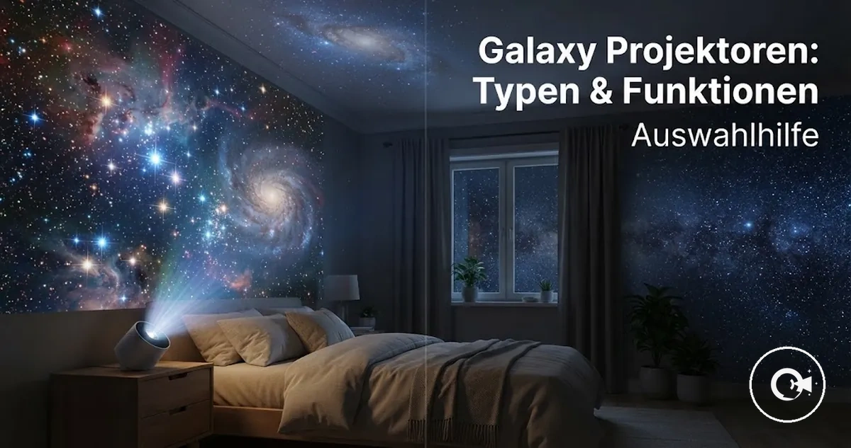 Galaxy Projektor mit Sternen- und Galaxie-Projektionen in einem Raum