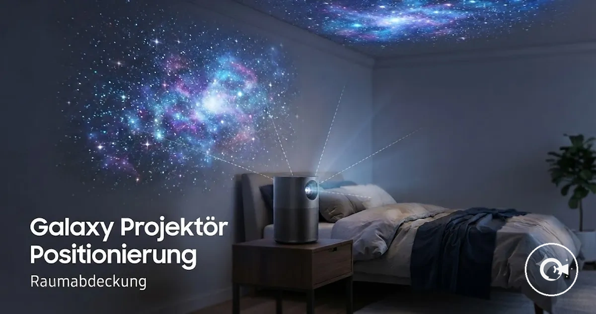 Position eines Galaxy Projektors mit Projektion auf Decke und Wände