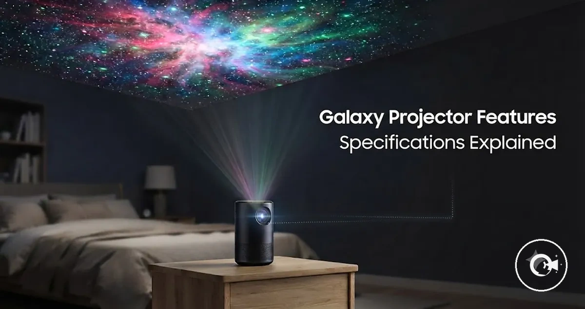 Galaxy Projector device showing controls and projection features
