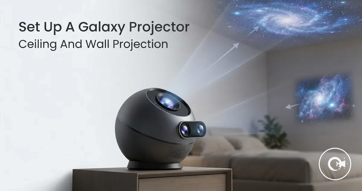 Galaxy Projector positioned for ceiling and wall projection setup