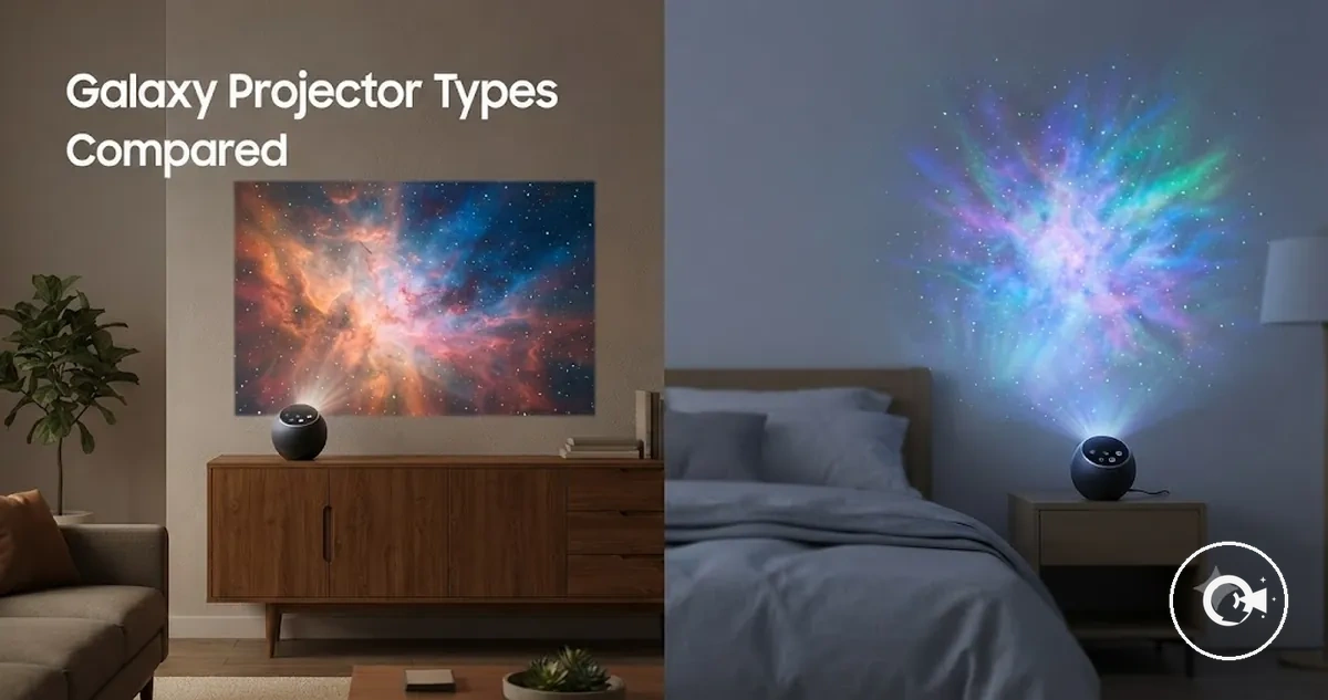 Different Galaxy Projector types showing varied projection styles