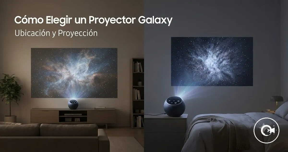 Configuración de elección de un Proyector Galaxy con ubicación y opciones de proyección