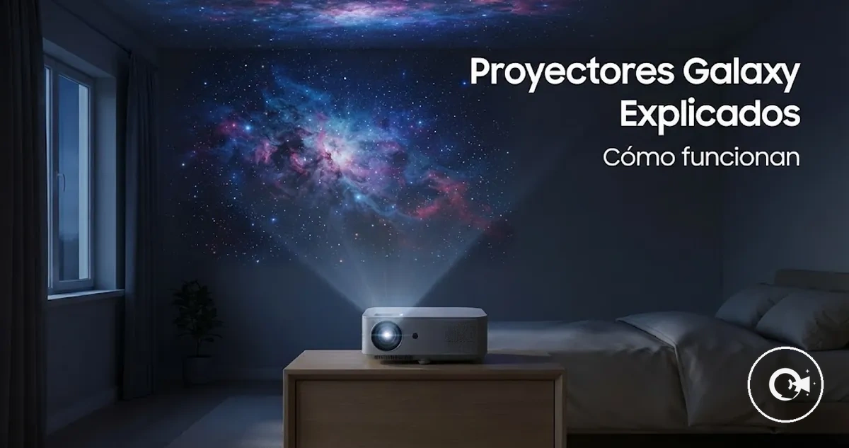 Proyector Galaxy mostrando proyecciones de luz de estrellas y nebulosas