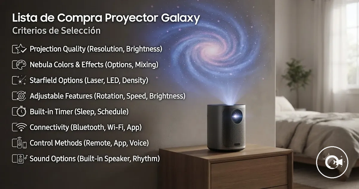 Lista de compra de un Proyector Galaxy con criterios de selección